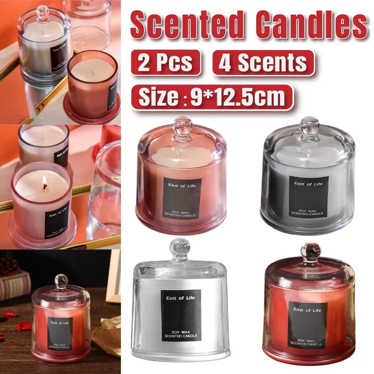 2Pcs Smokeless Glass Aromatherapy Candles Scented Gift Set for Relaxation - Freesia