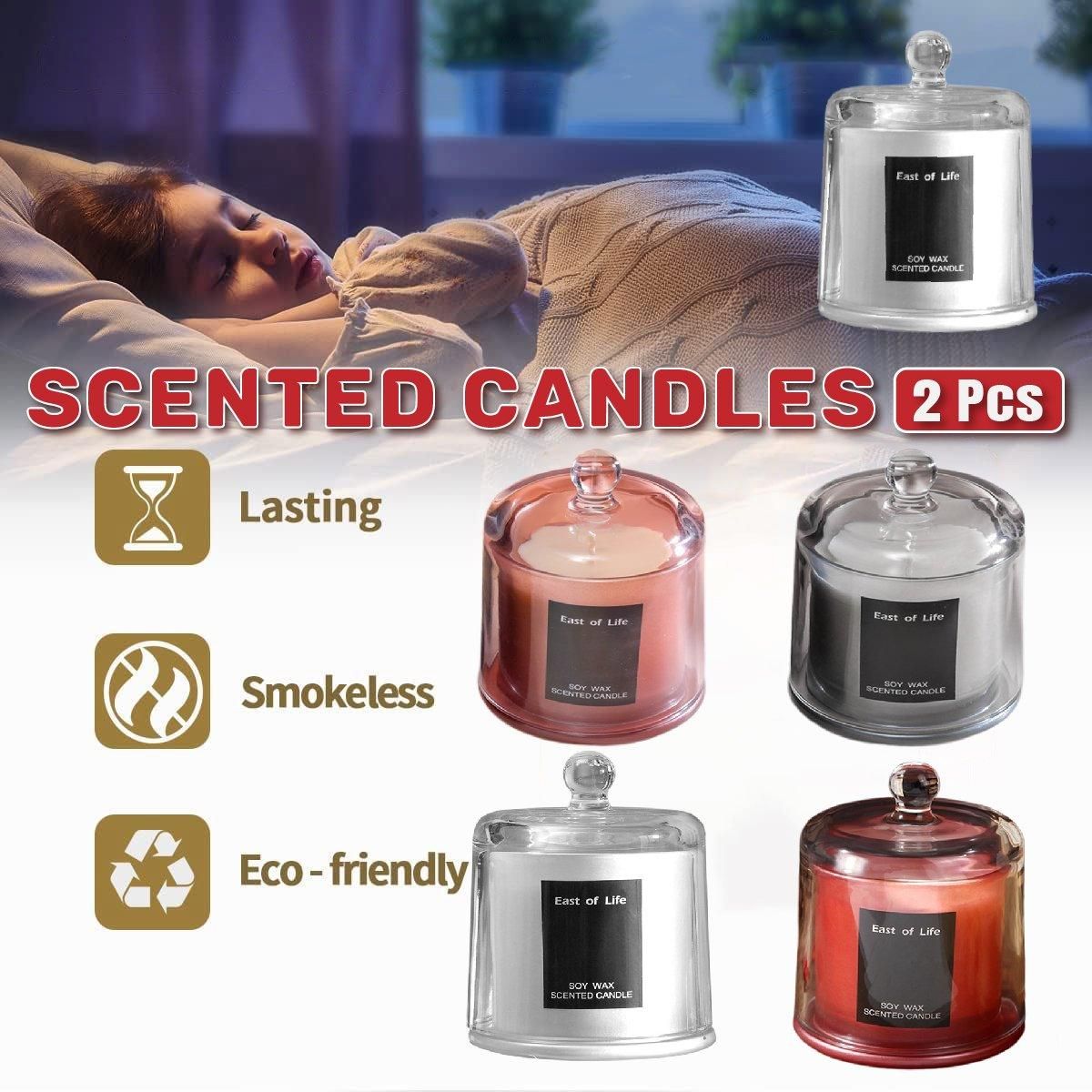 2Pcs Smokeless Glass Aromatherapy Candles Scented Gift Set for Relaxation - Velvet Rose