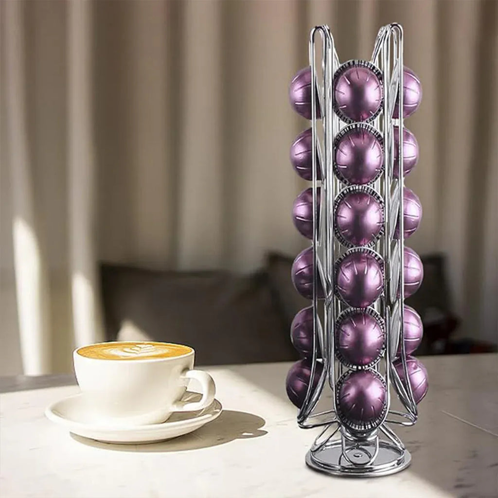 24 Coffee Capsule Holder Rack Storage Stand Pod Display Organizer Shelf Kitchen