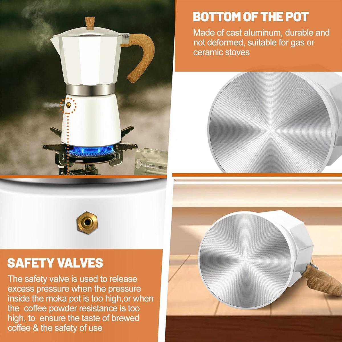 Portable Coffee Maker Wood Grain Handle Outdoor Manual Espresso Machine Camping - Black-300ml