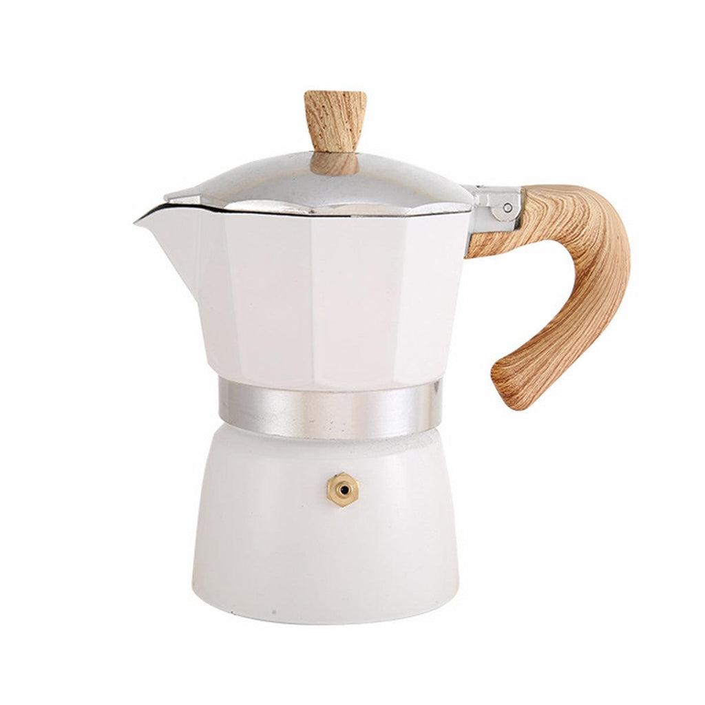 Portable Coffee Maker Wood Grain Handle Outdoor Manual Espresso Machine Camping - Black-300ml