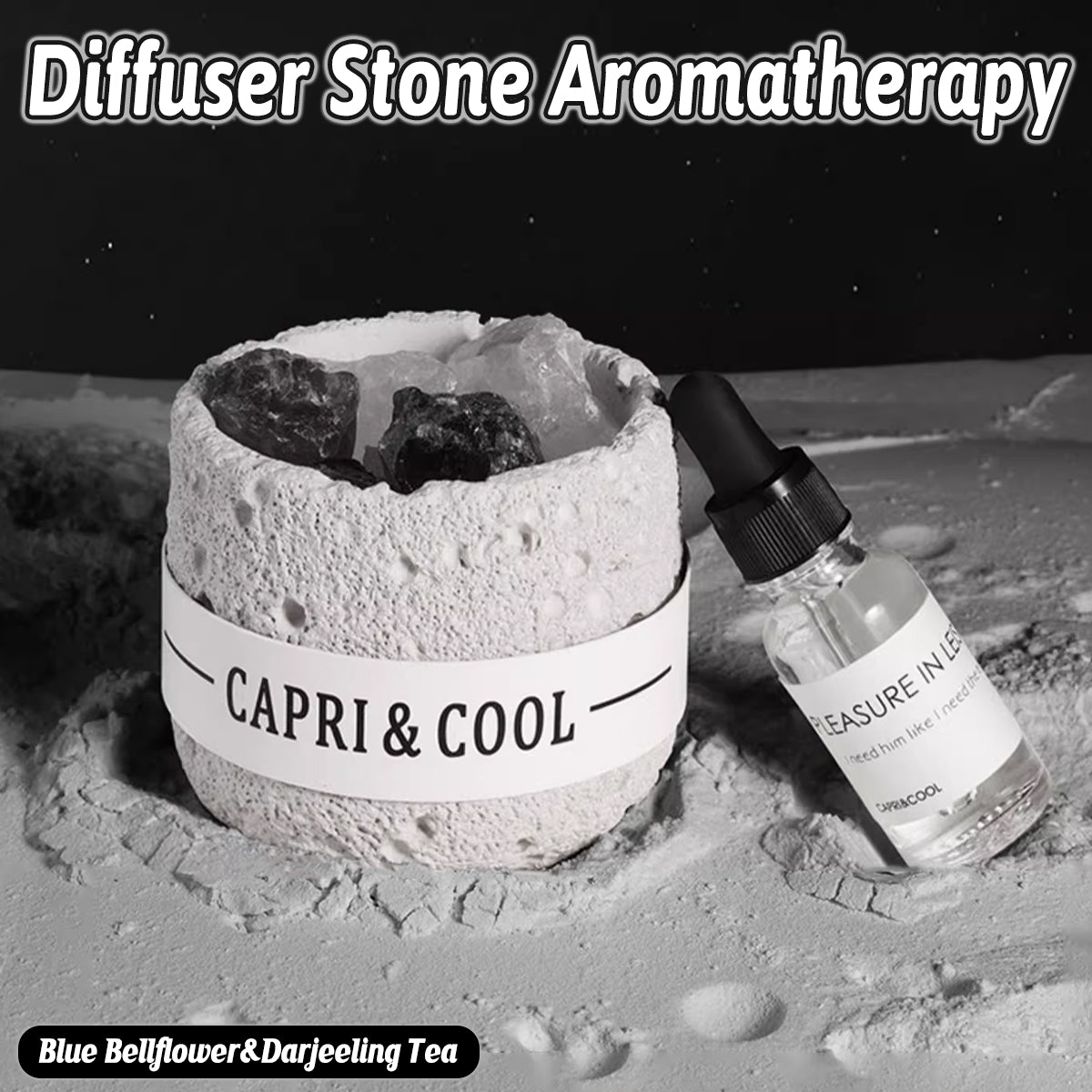Crystal Stone Oil Diffuser Passive Aromatherapy Set White Natural Bedroom Decor - Blue Bellflower