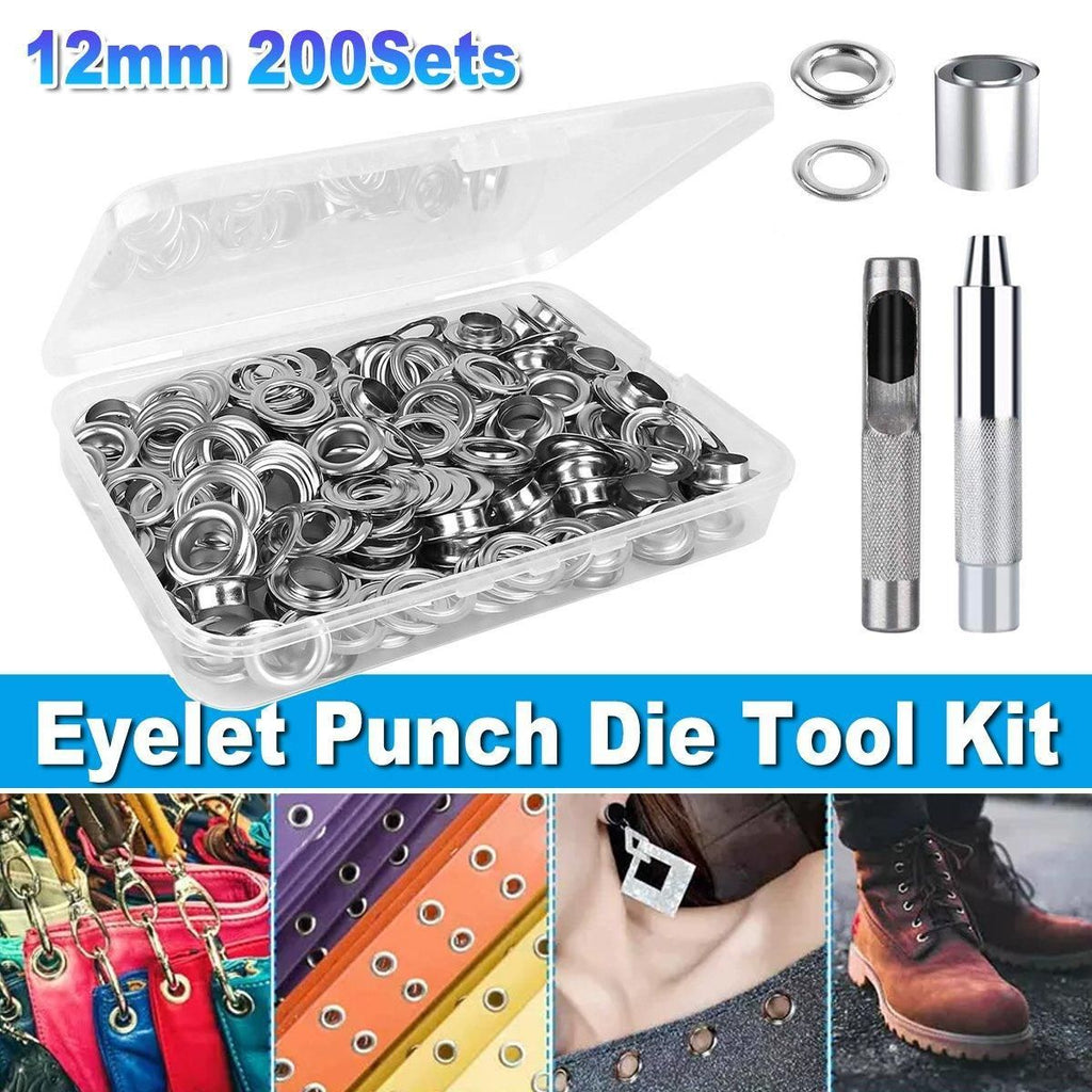 200 Sets 12mm Copper Metal Eyelet Grommet Tent Tarp Tool Tarpaulin Installation