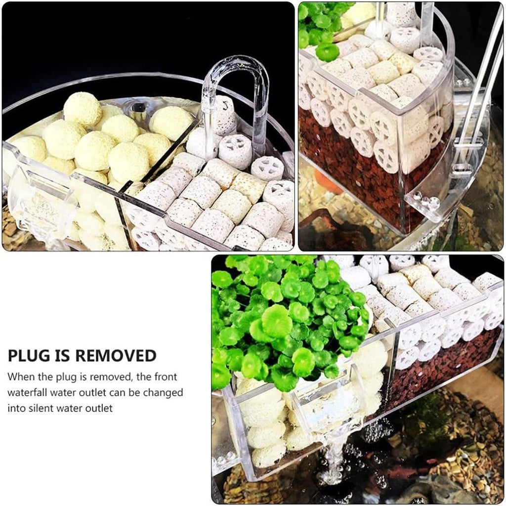 Round Fish Tank Filter Box Aquarium Trickle Box Small External Top Quiet Water Purification Three-in-One Filter - S