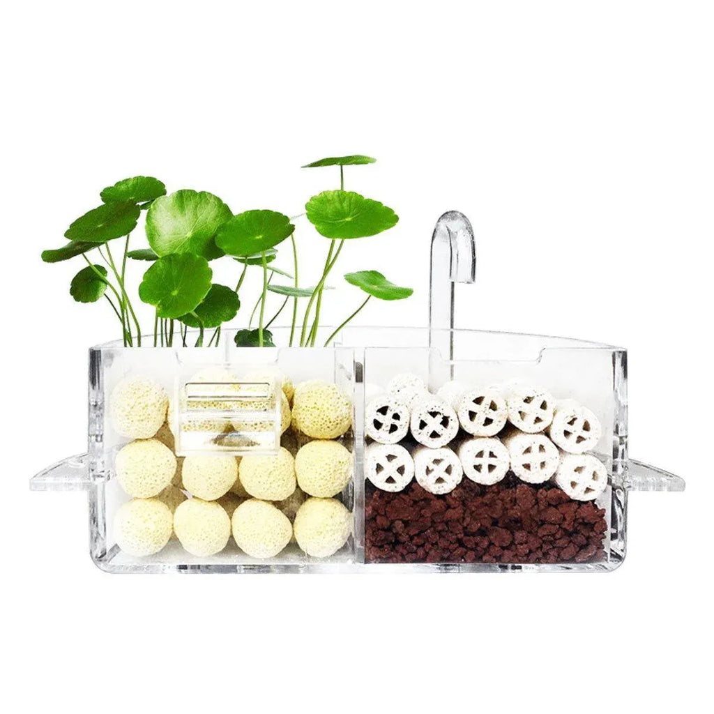 Round Fish Tank Filter Box Aquarium Trickle Box Small External Top Quiet Water Purification Three-in-One Filter - S