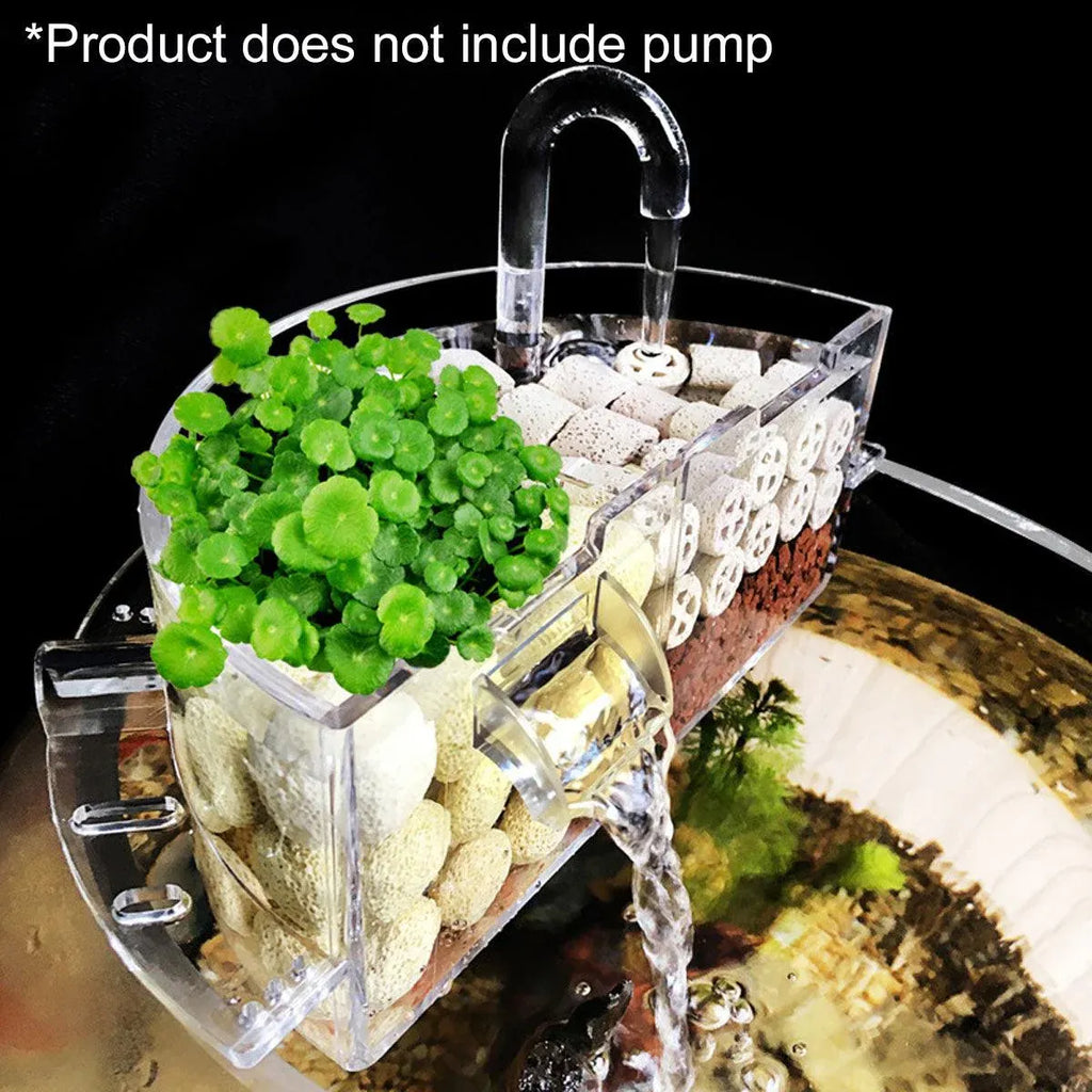 Round Fish Tank Filter Box Aquarium Trickle Box Small External Top Quiet Water Purification Three-in-One Filter - XL
