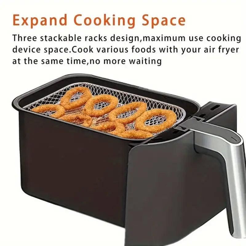 Air Fryer Grill Rack Multi Layer Removable Shelf Mesh Rack for Cooking BBQ - Rectangle
