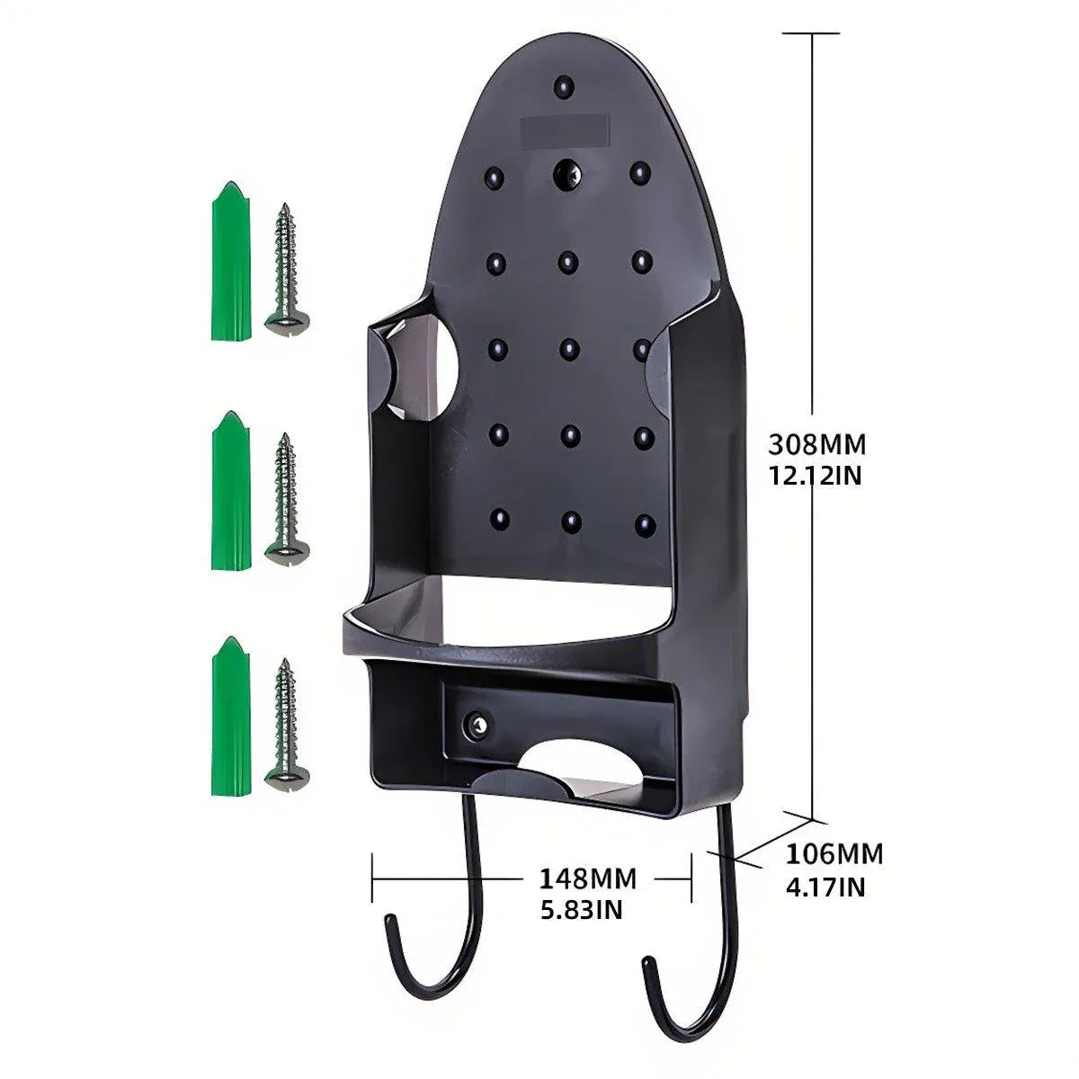 Iron Stand Double Hook Storage Rack Hanging Iron Holder for Home Organisation - Black