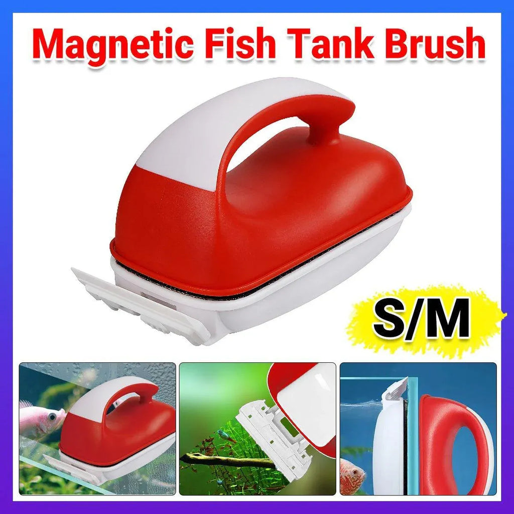 Double-Sided Aquarium Glass Cleaner Brush for Fish Tank Algae Removal S/M Size - S