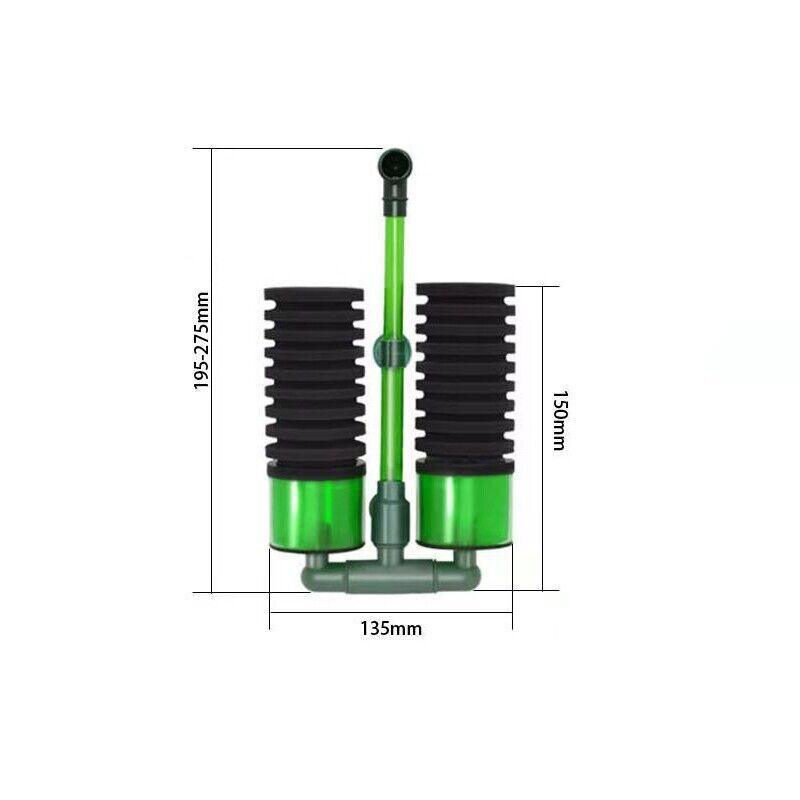 Double Head Aquarium Sponge Filter with Bio Media Box for Shrimp Breeding Tanks