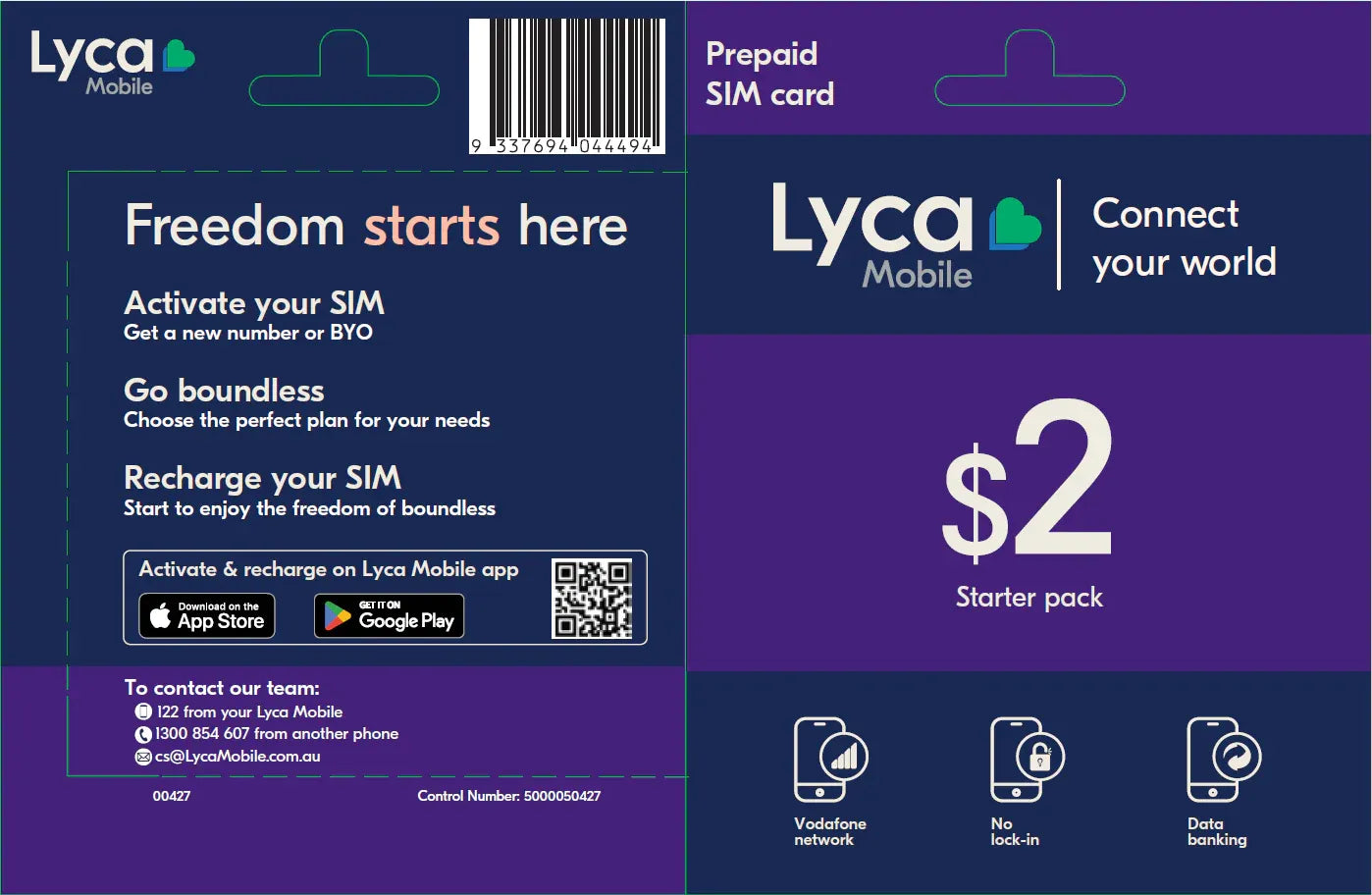 LycaMobile Prepaid SIM Card $2