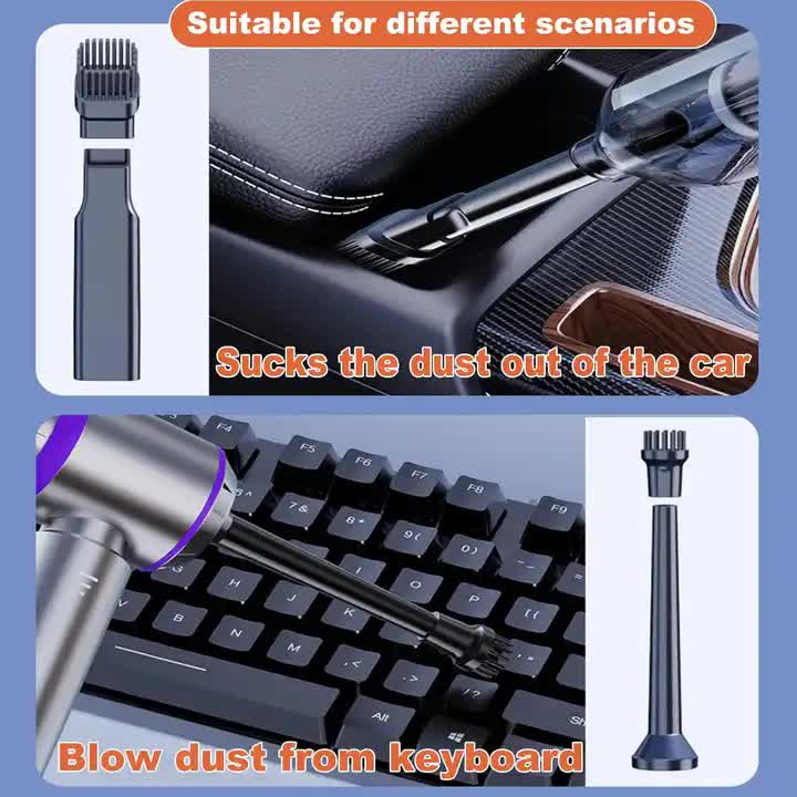 Gray ST-6653Plus Cordless Handheld Vacuum Cleaner - 16000PA Suction, 2000mAh Battery, Type-C Rechargeable
