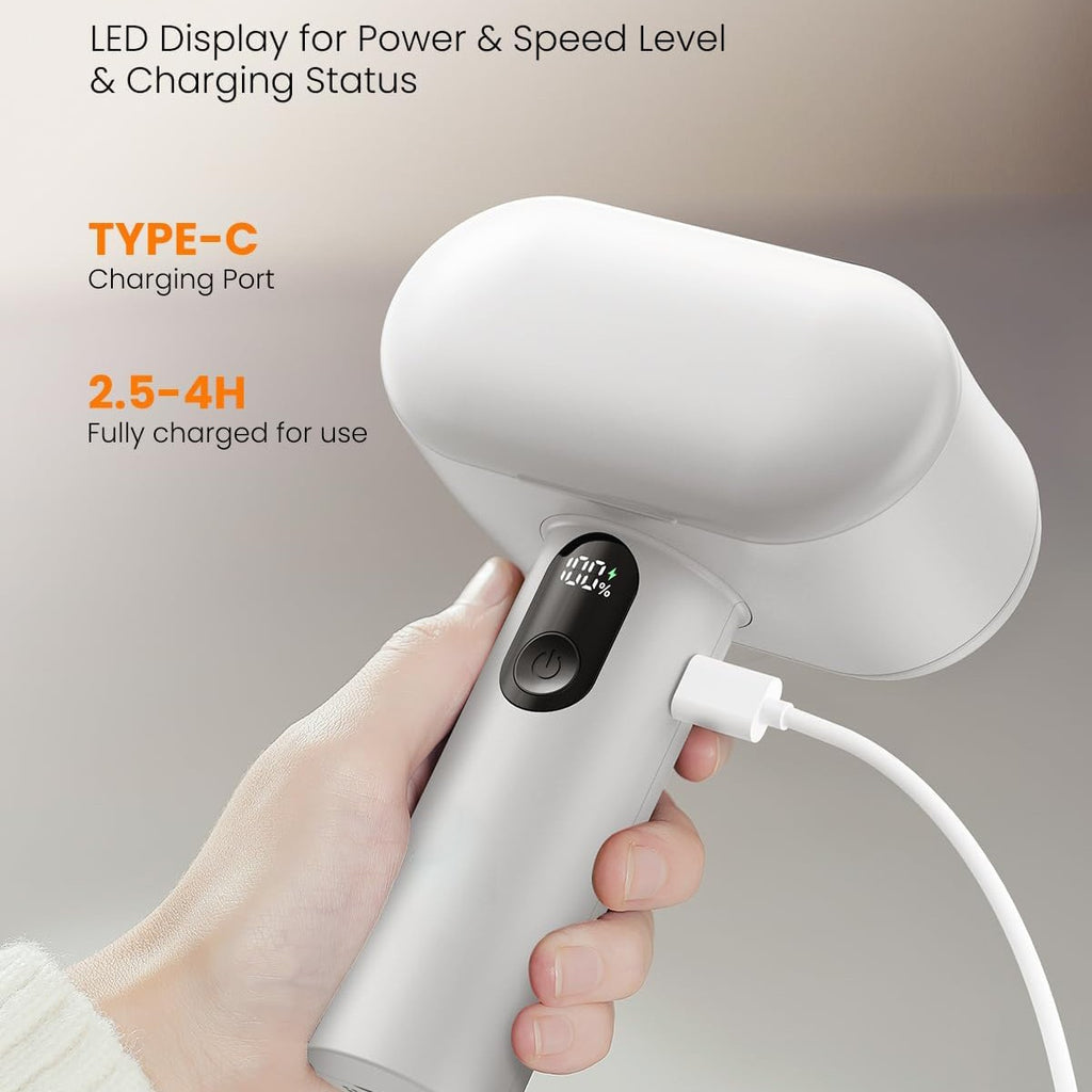 Dual-Head Electric Lint Remover - USB-C Rechargeable, LED Display, 3-Size Honeycomb Mesh(White)