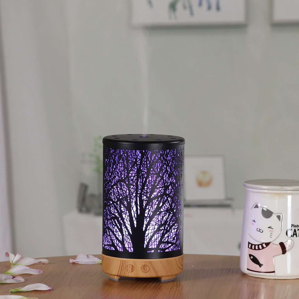 Black Forest Design Iron Essential Oil Diffuser - 7 Color LED Ultrasonic Cool Mist Humidifier 100ml