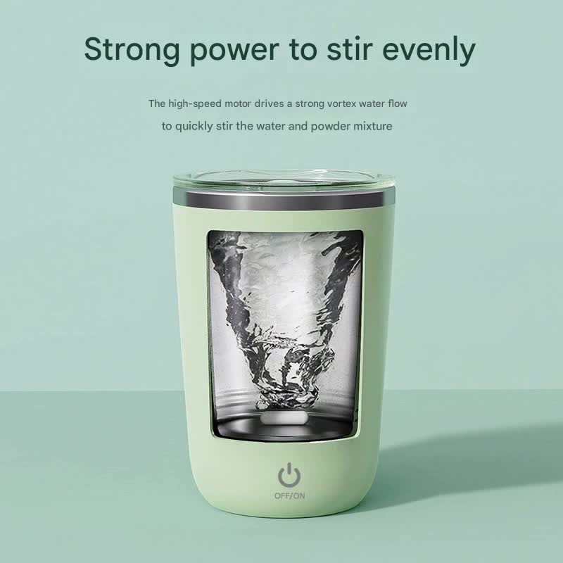 Mini Portable Electric Self-Stirring Mug - USB-C Rechargeable, 4-Hour Use, Stainless Steel (Green)
