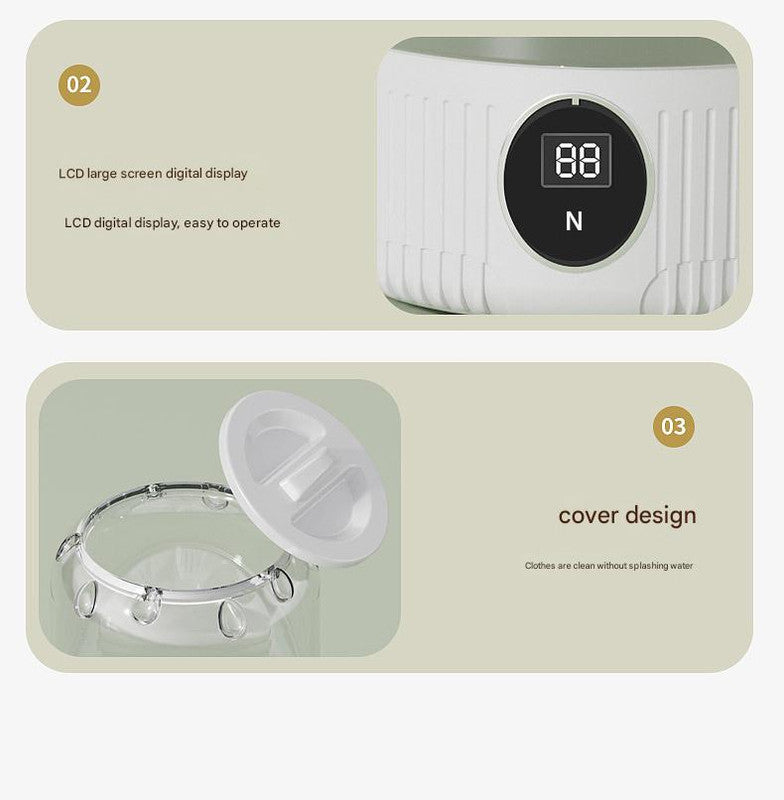 White Travel-Friendly Mini Washing Machine - USB Powered, Automatic, for Small Loads