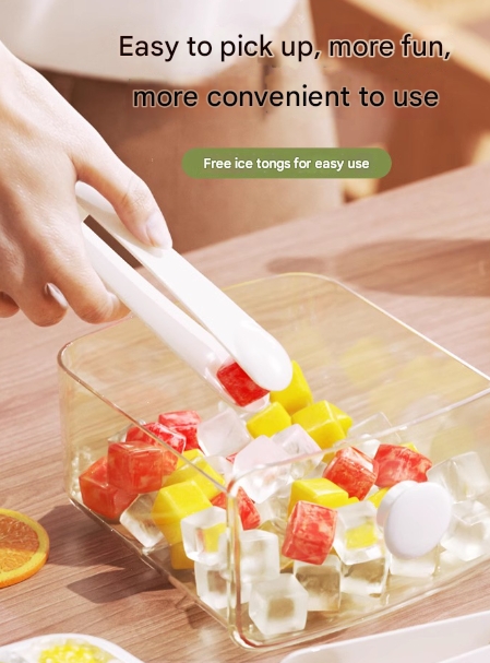 Blue Innovative Press-Release Ice Cube Maker - Dual Layer Trays & Storage Bin (48 Cubes)