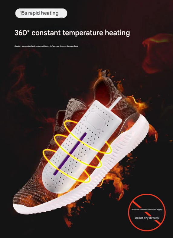 Pink Portable USB Shoe Dryer & Deodorizer - Constant Temperature Electric Boot Warmer with UV Sanitizer