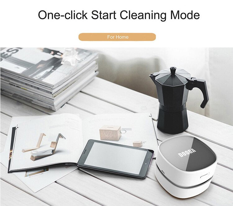 Blue Rechargeable Cordless Mini Desktop Vacuum - Portable Handheld Cleaner for Desk, Keyboard, Crumb & Dust