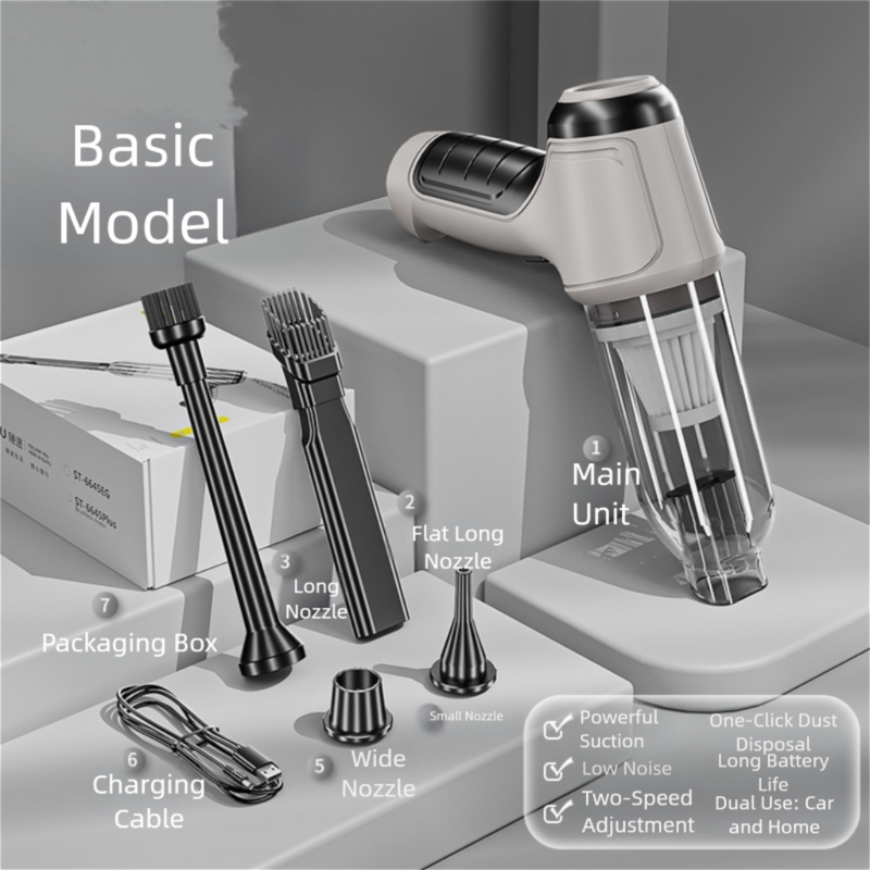 Grayish-white Multi-Functional Cordless Handheld Vacuum Cleaner - Powerful Blower & Inflator for Car and Home