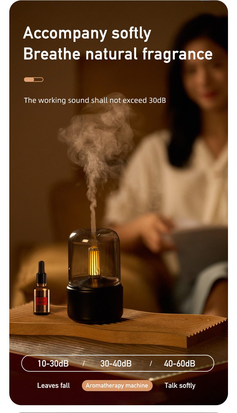 Black Creative Candleligh Aromatherapy Diffuser USB Desktop Ambient Candle Lamp Humidifier
