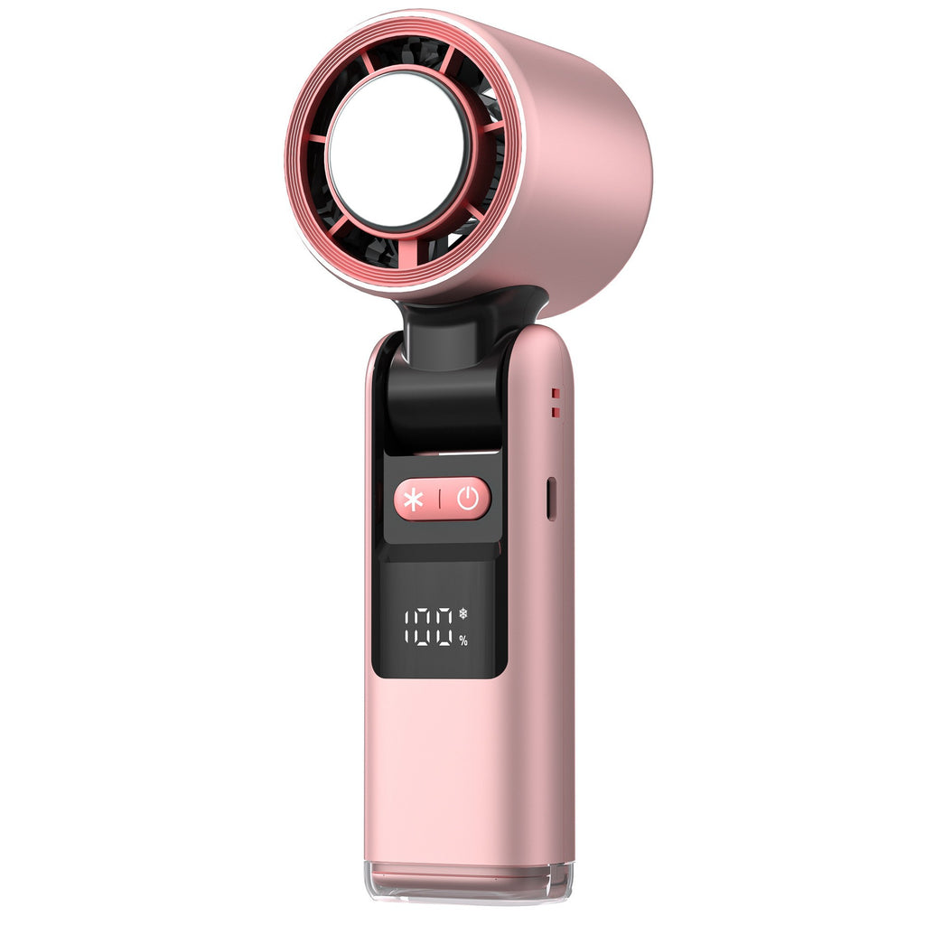 Pink New 100-Speed Portable Handheld Fan - Rechargeable Folding Turbo Mini USB Fan with Superconducting Cooling