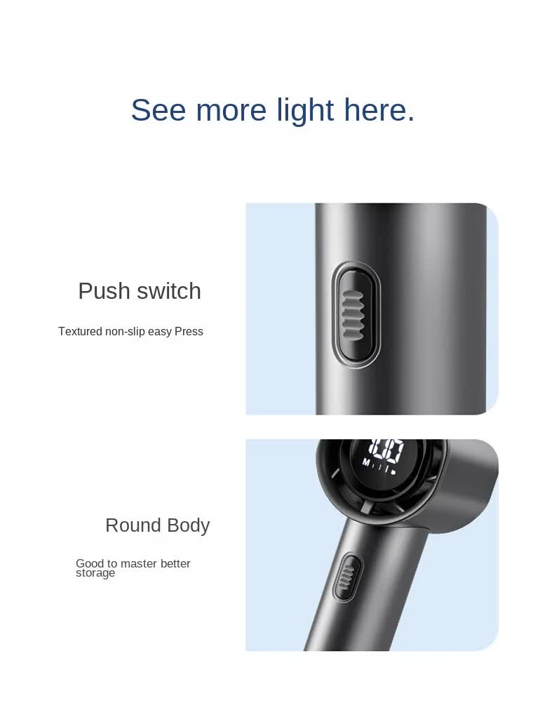 High Speed Handheld Turbo Fan Light Luxury Grey 3 Adjustable Speeds LED Display Portable Personal Cooling Fan Rechargeable for Travel Office Outdoor
