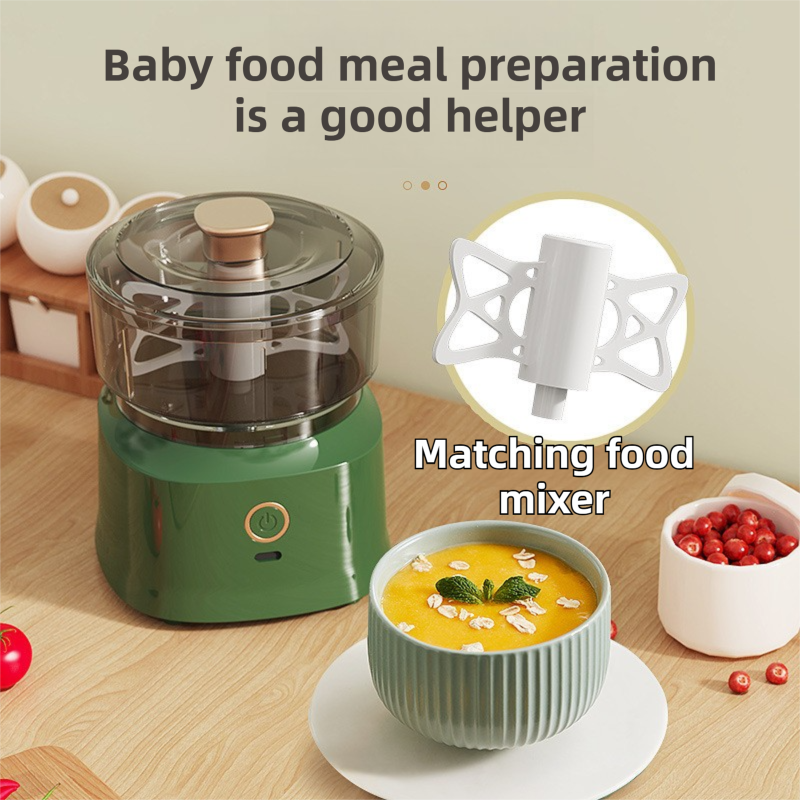 White Wireless Electric Kitchen Grinder -  Portable 150ml Baby Food Maker with 3 Stainless Steel Blades, USB Charging