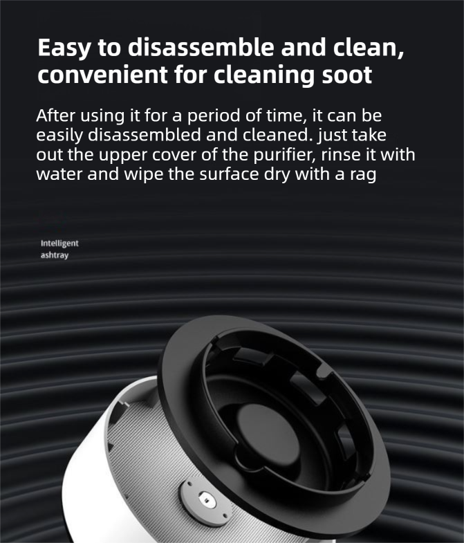 Grey Compact 2-in-1 Negative Ion Air Purifier & Self-Extinguishing Ashtray - Wireless Noise-Reducing Smoke & Odor Eliminator with Hepa-Filter for Home Office & Car