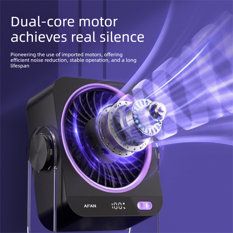 Pink Portable Semiconductor Cooling Desk Fan USB Type-C Rechargeable 5 Speeds Digital Display Silent Operation Wall-Mountable Air Circulator for Local Home and Office Spaces