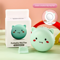Green 3-in-1 Mini Portable Fan with Makeup Mirror and LED Fill Light USB Rechargeable Pocket Sized Cooling Solution for Students and Local Professionals