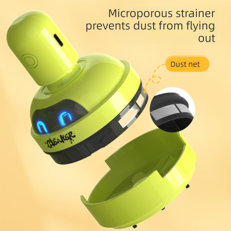 Green Compact Desktop Vacuum Cleaner – Rechargeable Mini Dust Collector for Eraser Shavings, Pencil Shavings, Paper Scraps, and Fine Debris