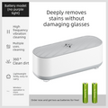 Portable Battery Operated Sonic Vibration Jewellery & Glasses Cleaner - Cordless High Frequency Washing Box for Travel, Dentures & Rings (2x AAA Batteries Included)