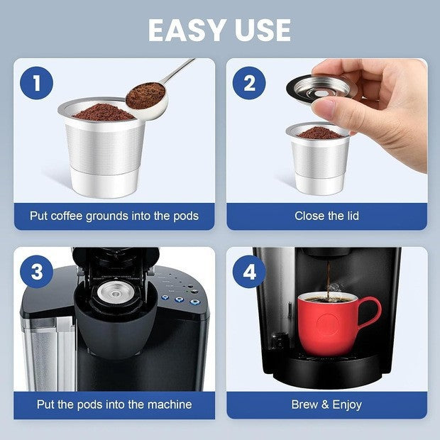 2-Pack Reusable K-Cup Coffee Pod for Keurig Brewers - Premium 304 Steel Refillable Coffee Filter for Superior Crema