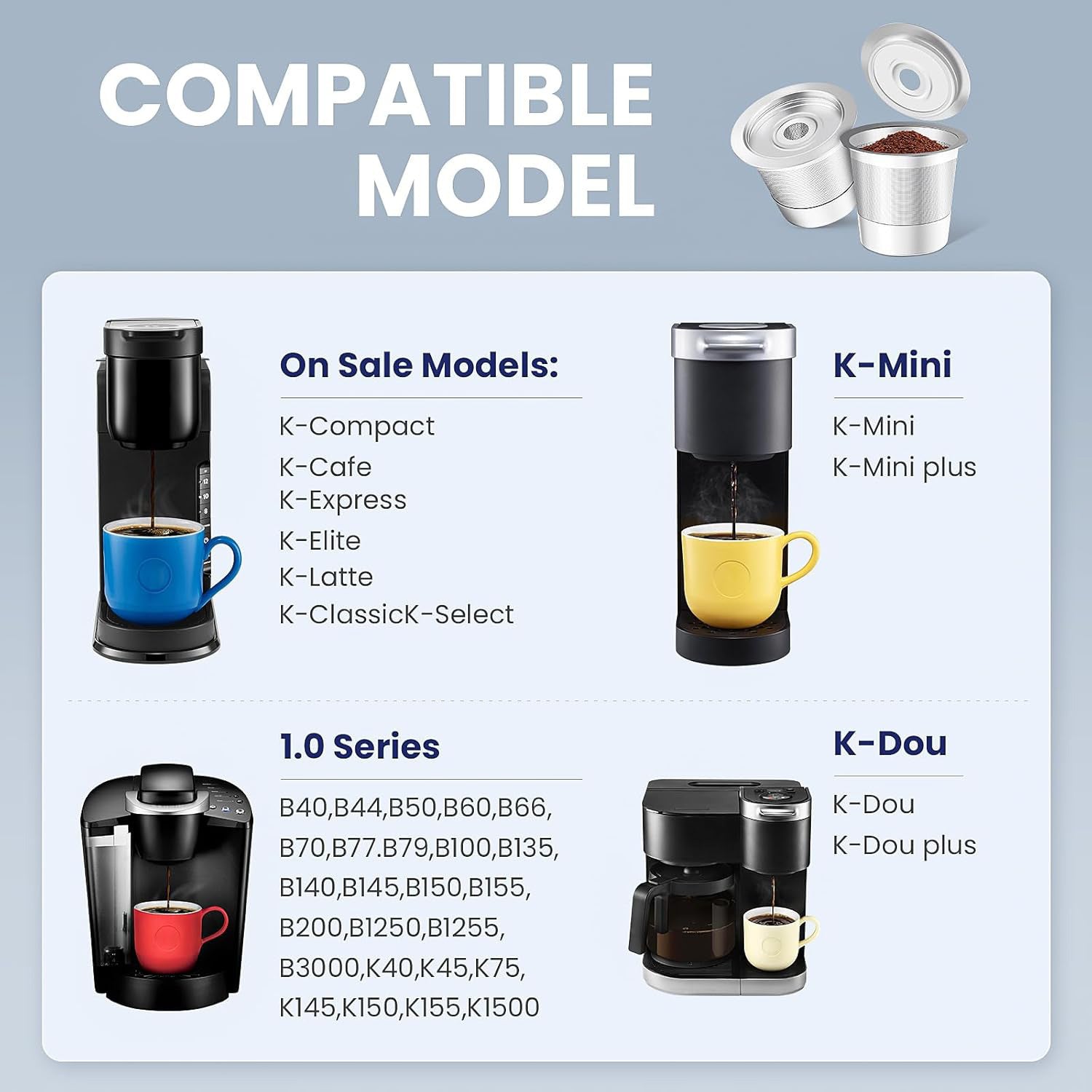 2-Pack Reusable K-Cup Coffee Pod for Keurig Brewers - Premium 304 Steel Refillable Coffee Filter for Superior Crema
