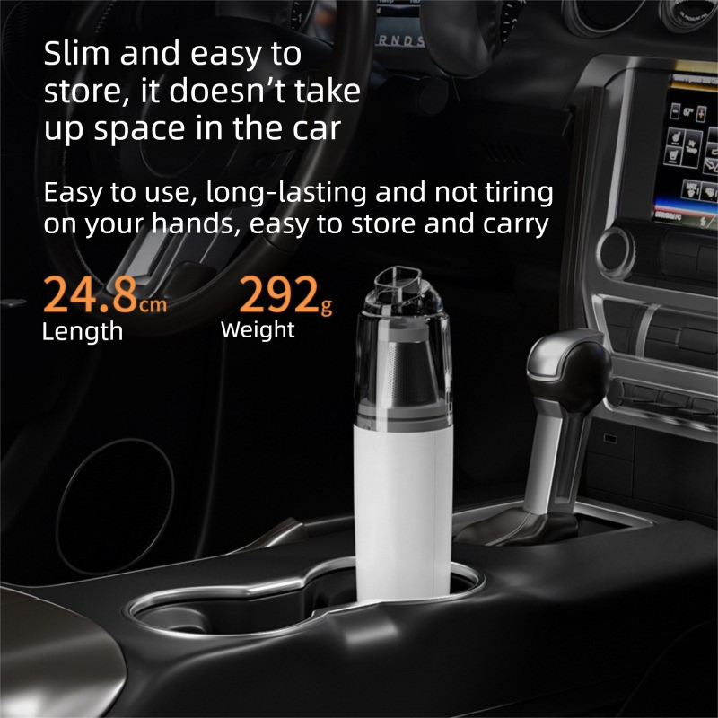 White Portable Wireless Vacuum Cleaner – High-Suction, Dual-Function (Suck & Blow), Type-C Charging, HEPA Filter