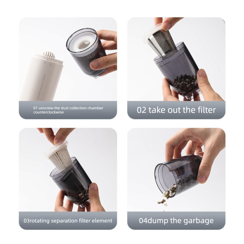 White Portable Wireless Vacuum Cleaner – High-Suction, Dual-Function (Suck & Blow), Type-C Charging, HEPA Filter
