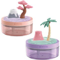 Coconut Tree & Cherry Blossom USB Portable Bionic Landscape Humidifier and Creative Potted Plant Air Diffuser - 7-Color Night Light & 2-Mode Mist Timer