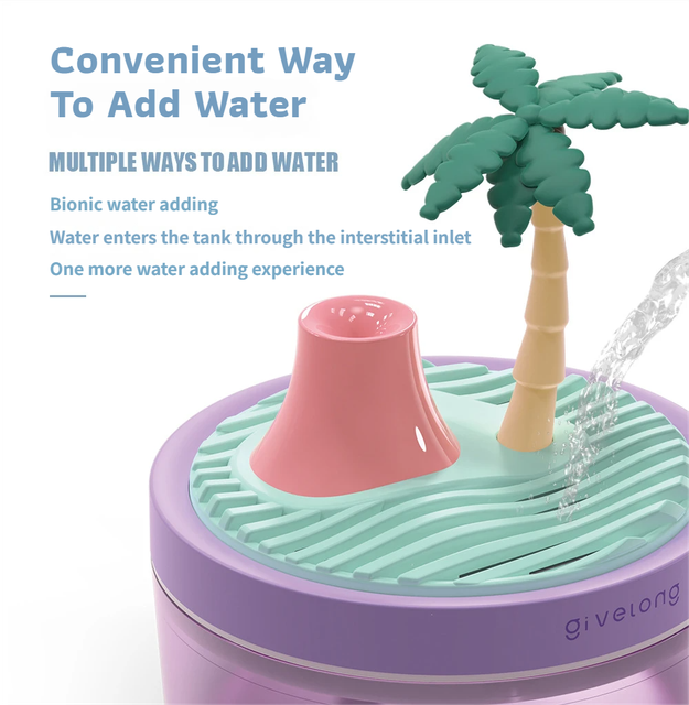 Cactus & Pine Tree USB Portable Bionic Landscape Humidifier and Creative Potted Plant Air Diffuser - 7-Color Night Light & 2-Mode Mist Timer