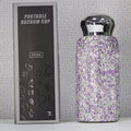 Rhinestone Insulated Water Bottle 260ml Stainless Steel Bling Mug Purple
