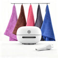 6-Piece Home Cleaning Kit - White Rechargeable Mini Desktop Vacuum Cleaner with 5 Reusable Microfiber Towels - USB Powered, Strong Suction, Lint-Free & Super Absorbent for Kitchen, Car, Office & Pet Hair
