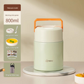 Thermal Food Jar 800ml Insulated Stainless Soup Lunch Pot Retractable Green