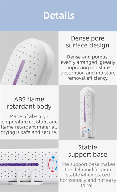 Mini Rechargeable Dehumidifier Silica Gel Cupboard Drawer Moisture Absorber