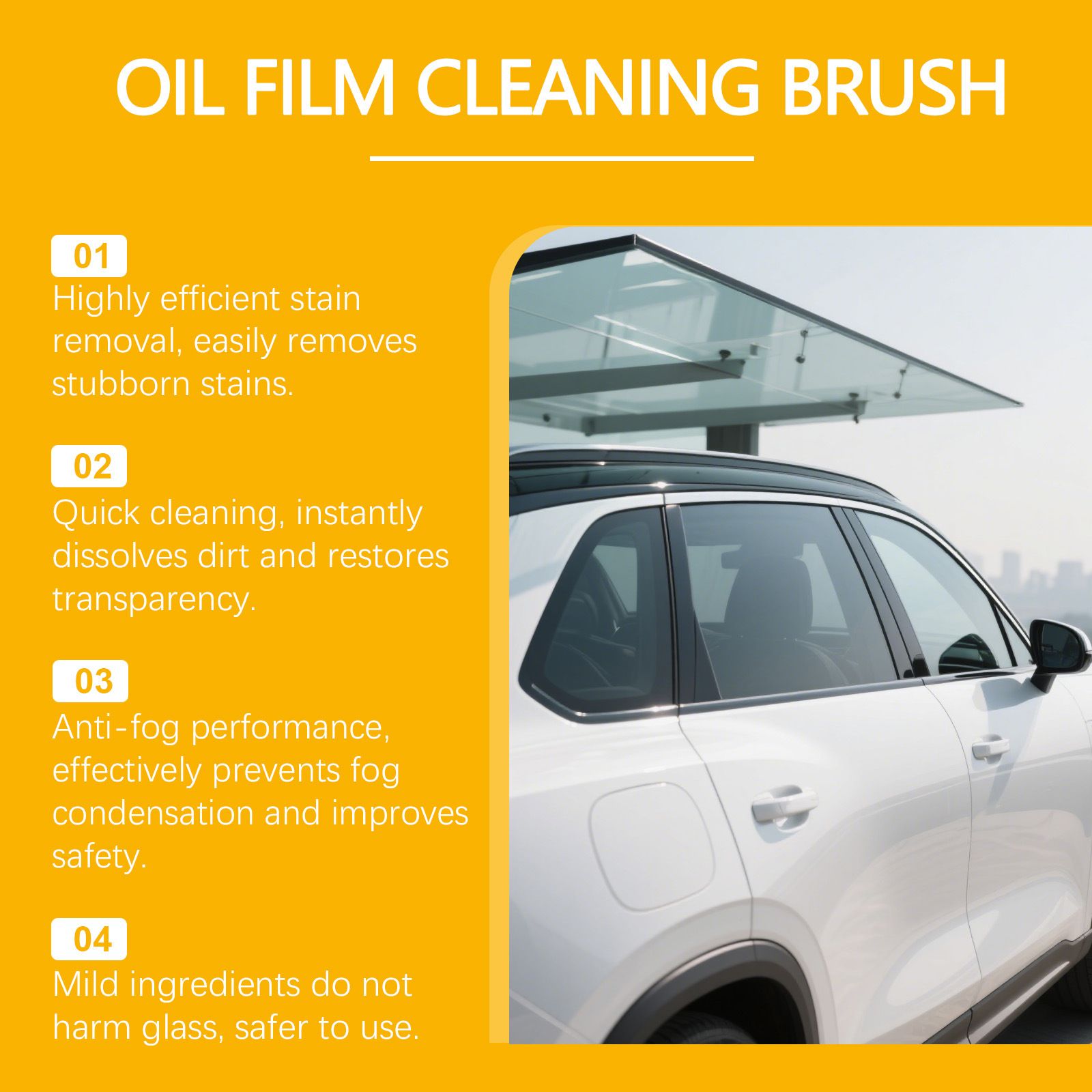 Car Windscreen Oil Film Remover 120ml Glass Degreaser Cleaner Brush
