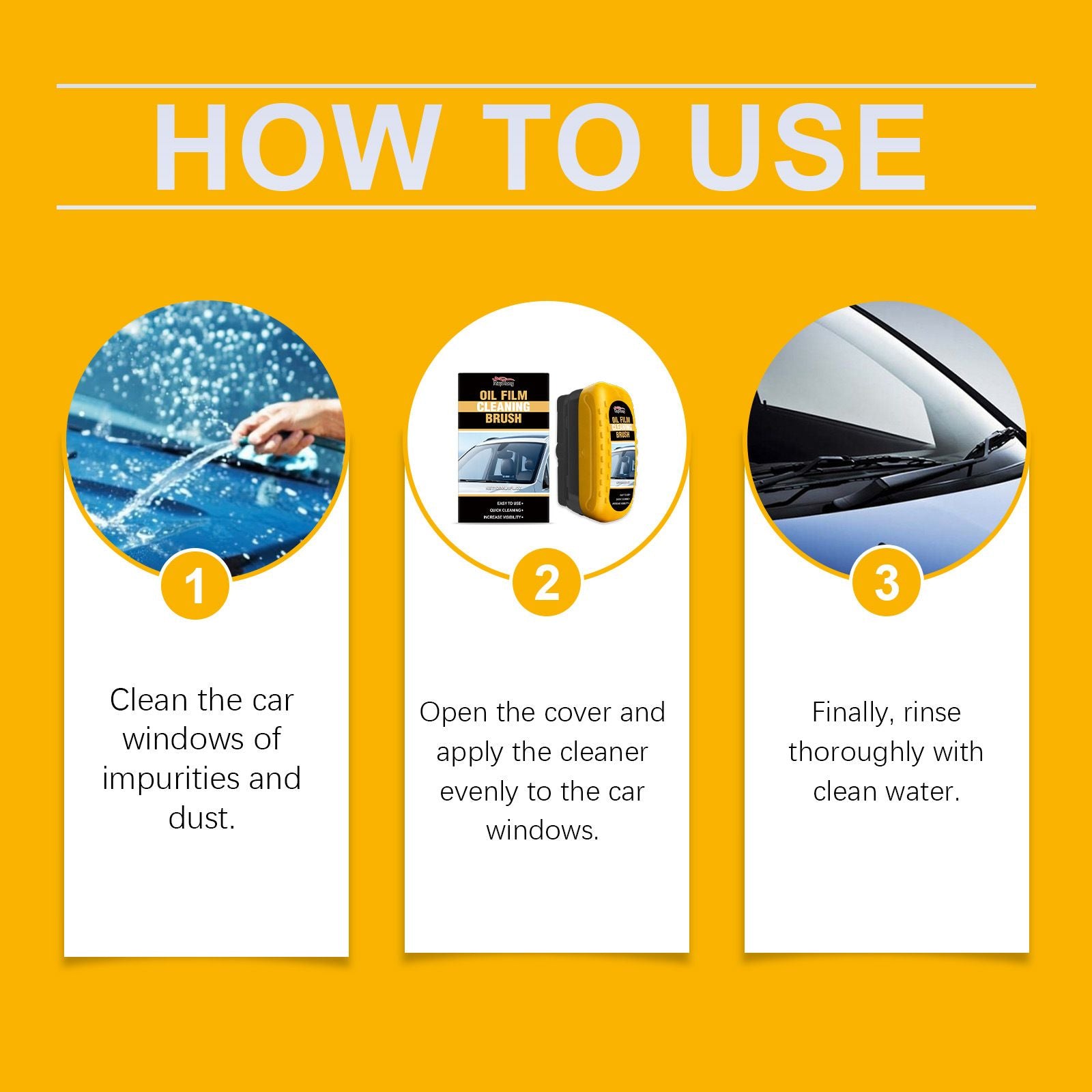 Car Windscreen Oil Film Remover 120ml Glass Degreaser Cleaner Brush