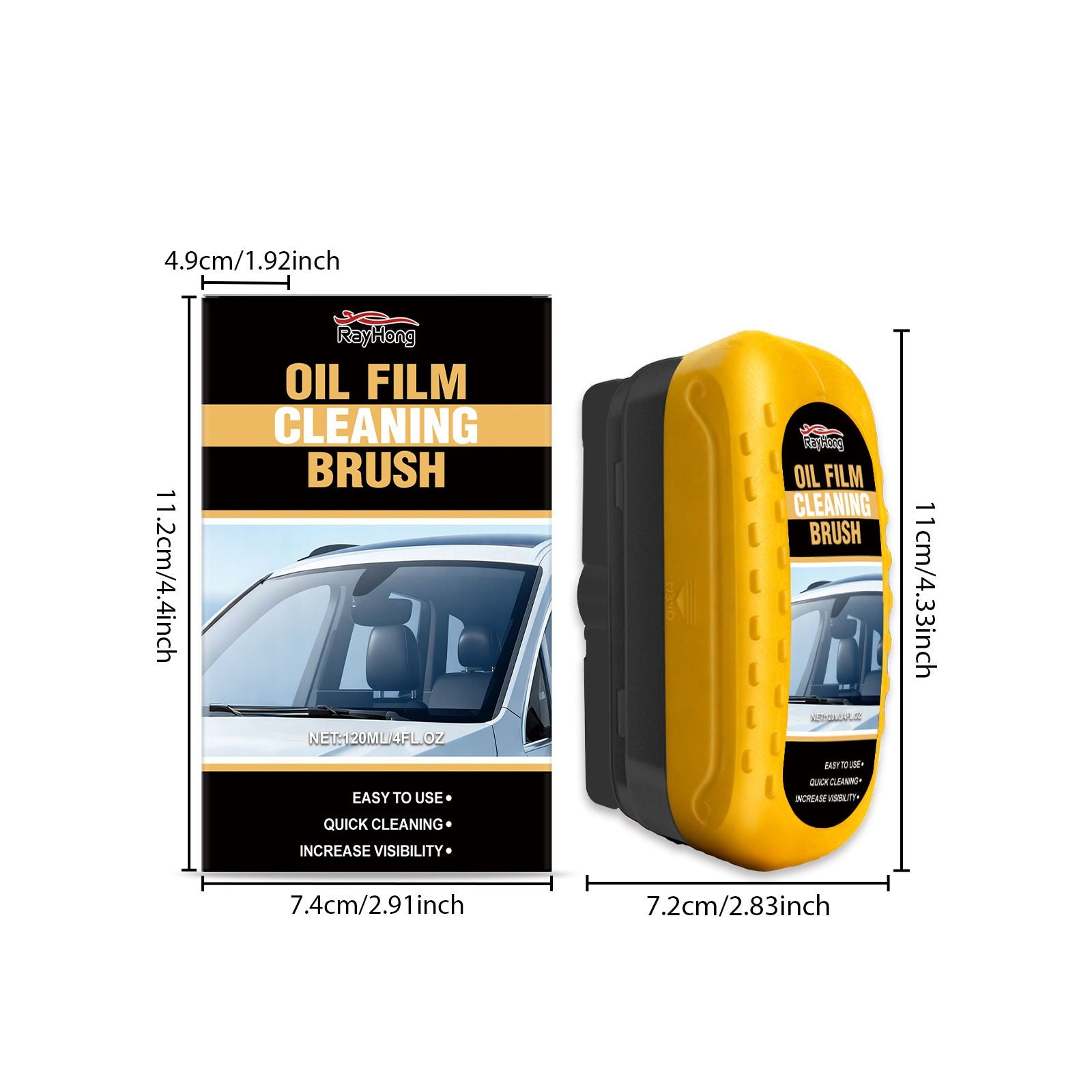 Car Windscreen Oil Film Remover 120ml Glass Degreaser Cleaner Brush