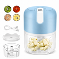 Blue 250ML Electric Mini Food Processor & Garlic Chopper with 3 Stainless Steel Blades & USB Charging – Portable Smasher & Meat Grinder for Vegetable,Chili,Fruits,Ginger and Baby Food,Seasoning