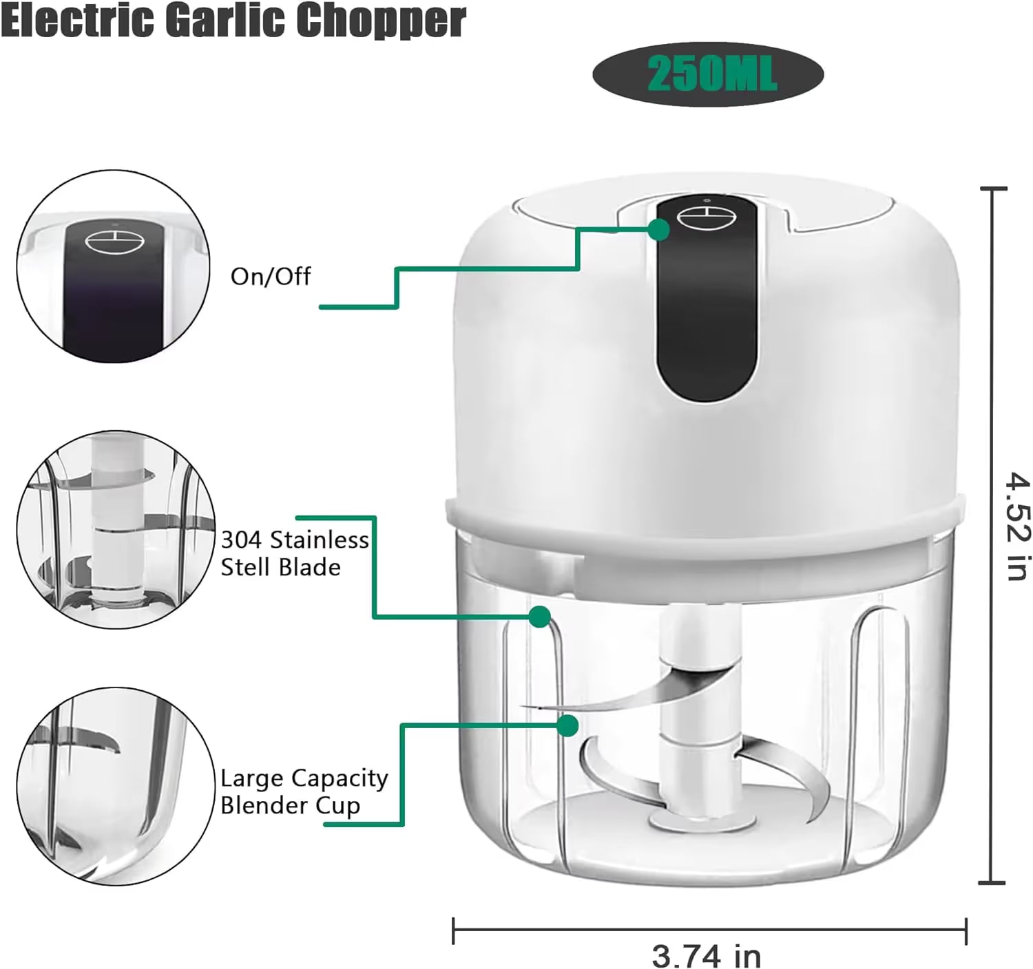 Pink 250ML Electric Mini Food Processor & Garlic Chopper with 3 Stainless Steel Blades & USB Charging – Portable Smasher & Meat Grinder for Vegetable,Chili,Fruits,Ginger and Baby Food,Seasoning