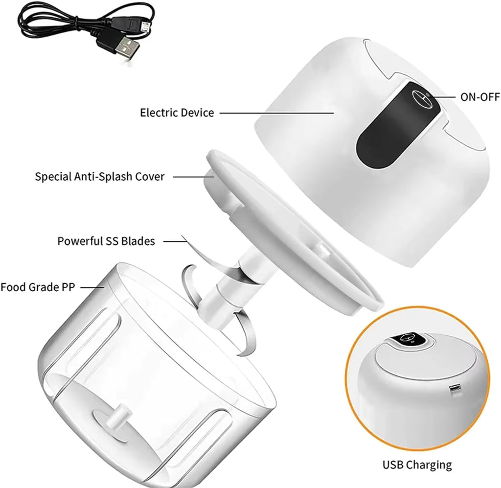 Pink 250ML Electric Mini Food Processor & Garlic Chopper with 3 Stainless Steel Blades & USB Charging – Portable Smasher & Meat Grinder for Vegetable,Chili,Fruits,Ginger and Baby Food,Seasoning