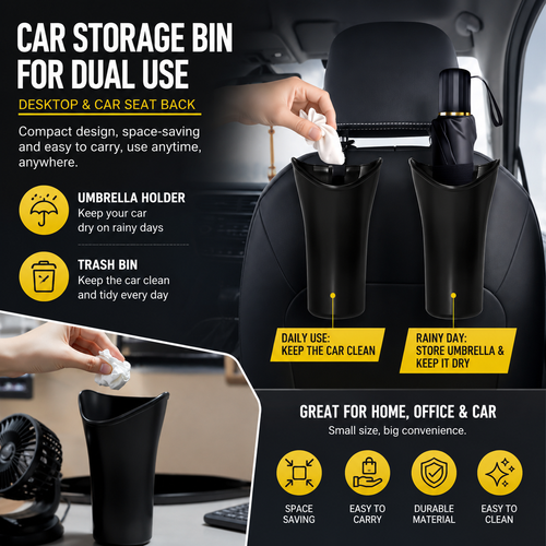 2x Car Umbrella Holder Waterproof Storage Bucket Hook Seat Back Bin
